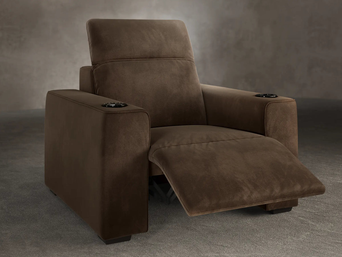 Kensington reclining cinema seat in Dark Chocolate velvet