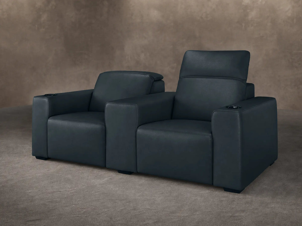 Kensington reclining row of 2 reclining seats in Harbour Slate Dakota leather