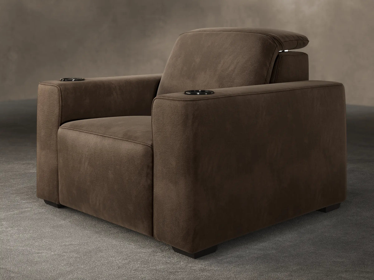 Kensington reclining cinema seat in Dark Chocolate velvet