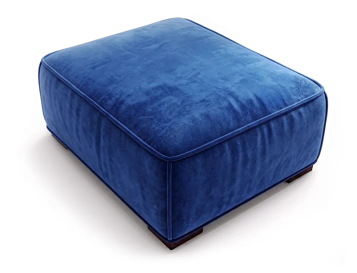 Mayfair 800x1000mm rectangular pouffe in blue velvet